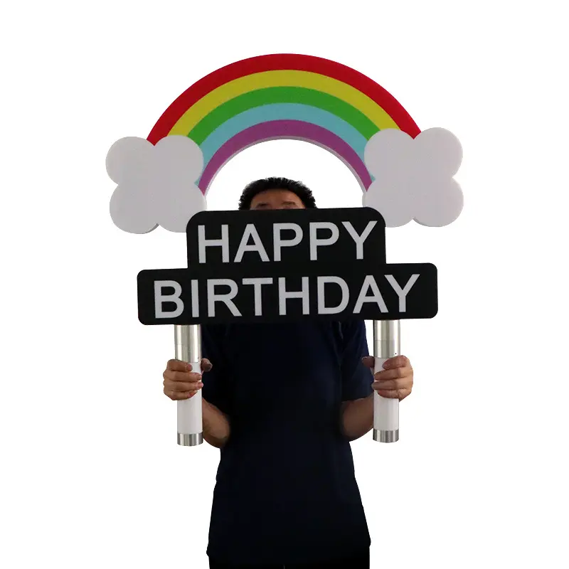 Barra recarregável personalizada para garrafa de feliz aniversário, sinal de serviço com letras e letras, presente de aniversário, sinal arco-íris de LED