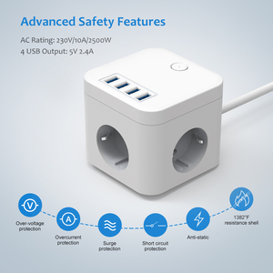 Toma de corriente de 3 vías, extensión USB, protección contra sobretensiones, venta al por mayor - Product Image 4