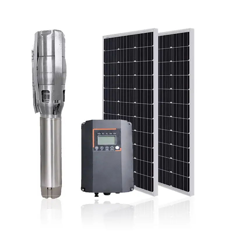 Derin kuyu dalgıç güneş pompa güneş su pompalama sistemi 0.3-5hp yurtiçi/tarım/sulama kullanımı