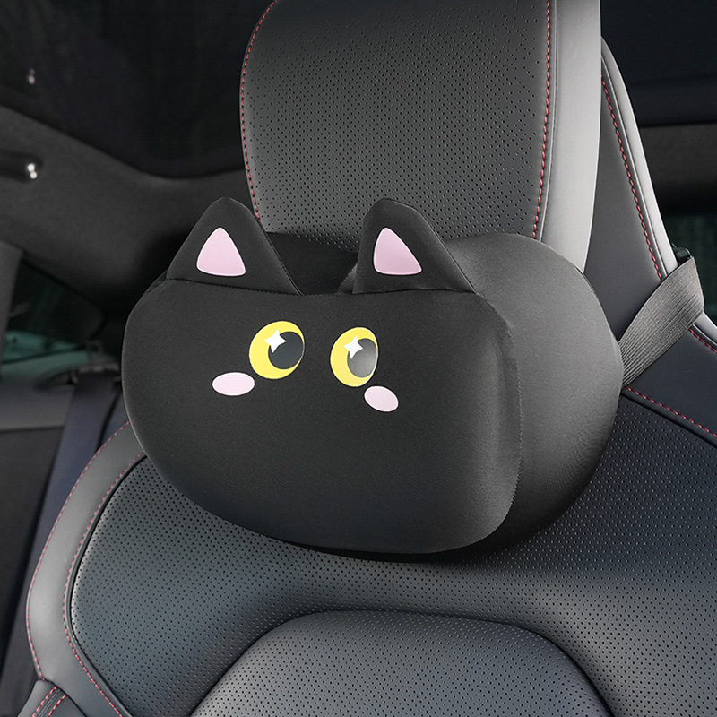 Ice silk memory foam black cat head pillow