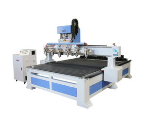 Máquina enrutadora cnc 3d de 4 ejes, 6 cabezales, multihusillos, con eje rotativo