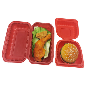 一次性微波塑料处理翻盖红色容器食品储存豆饼包装盒 - Product Image 2