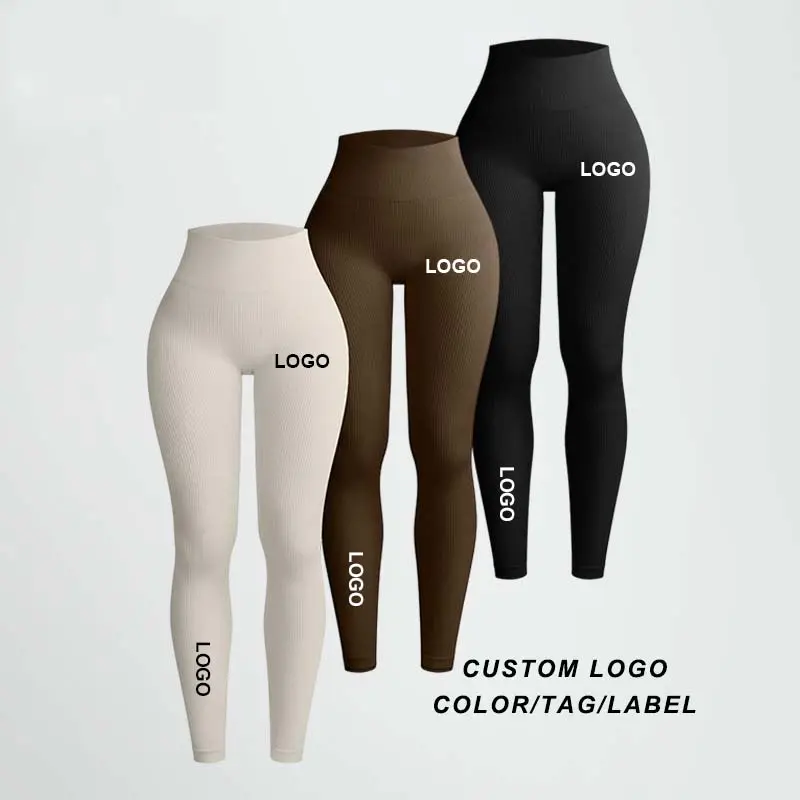 Leggings da donna in Nylon attillati da palestra in Nylon a vita solida tinta unita a vita alta