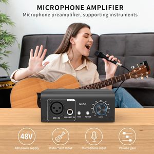 Preamplificador de micrófono XTUGA XIC1 para potenciador de micrófonos dinámicos y de condensador con 2 entradas Max 75db Gain 48V XLR Output - Product Image 3