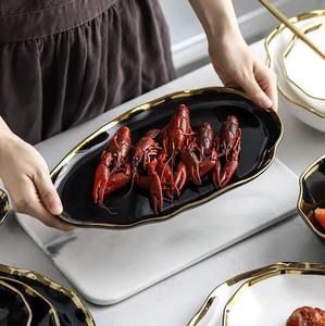 Golden Edge Factory Direct Wholesale Modern Chic Smooth Ceramic Reusable Dinner <strong>Table</strong> <strong>Set</strong> - Product Image 5