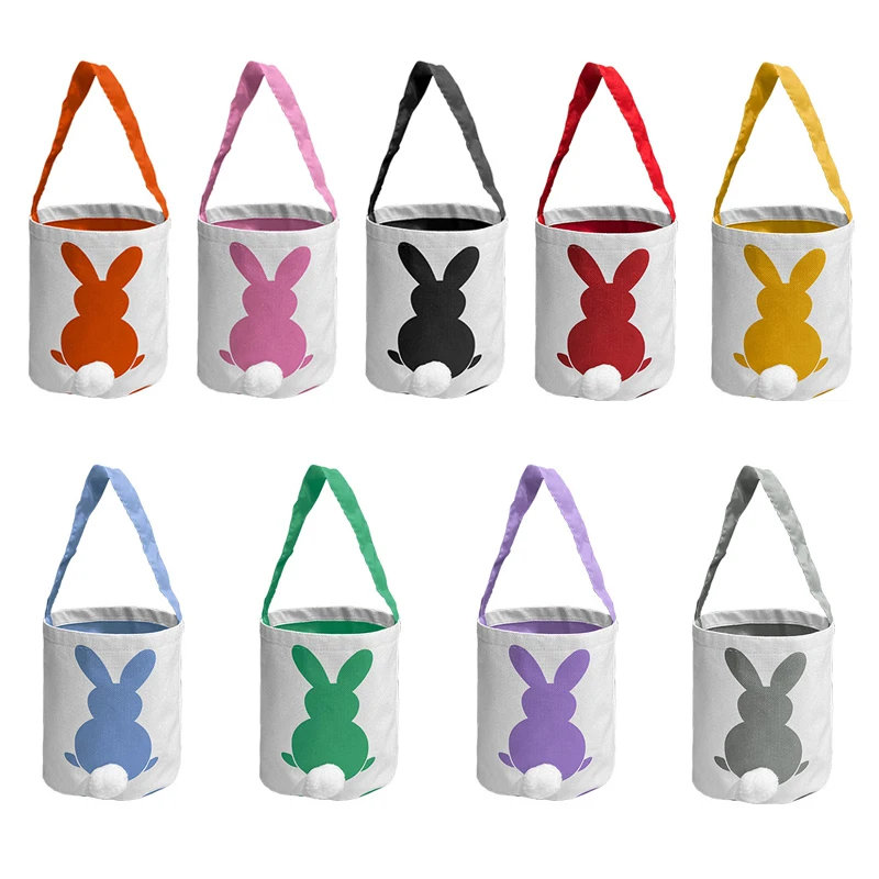 Personalized Sublimation Printable Blank Easter Basket Bunny Ear Eggs Tote Bag With Handle Cute Rabbit Ears Tail