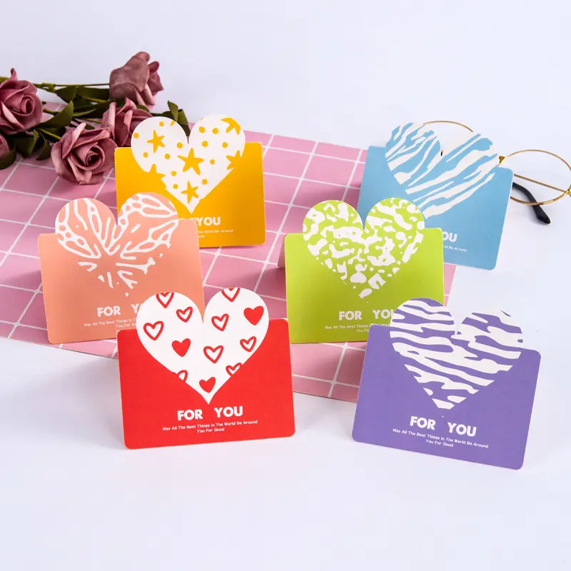 Mini tarjetas de regalo personalizadas en forma de corazón, Impresión de tarjetas de felicitación emergentes 3D, bonitas tarjetas de cumpleaños para el Día de San Valentín