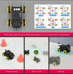 Ahududu Pi için Mecanum tekerlek ROS2 Humble ile Raspbot V2 AI görüş Robot araba 5 yönlü OpenCV Python programlama