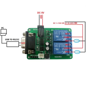 DC 5V 7.5V 9V 2Ch RS232リレーボードリモコンUSB PC UART COMシリアルポート - Product Image 6