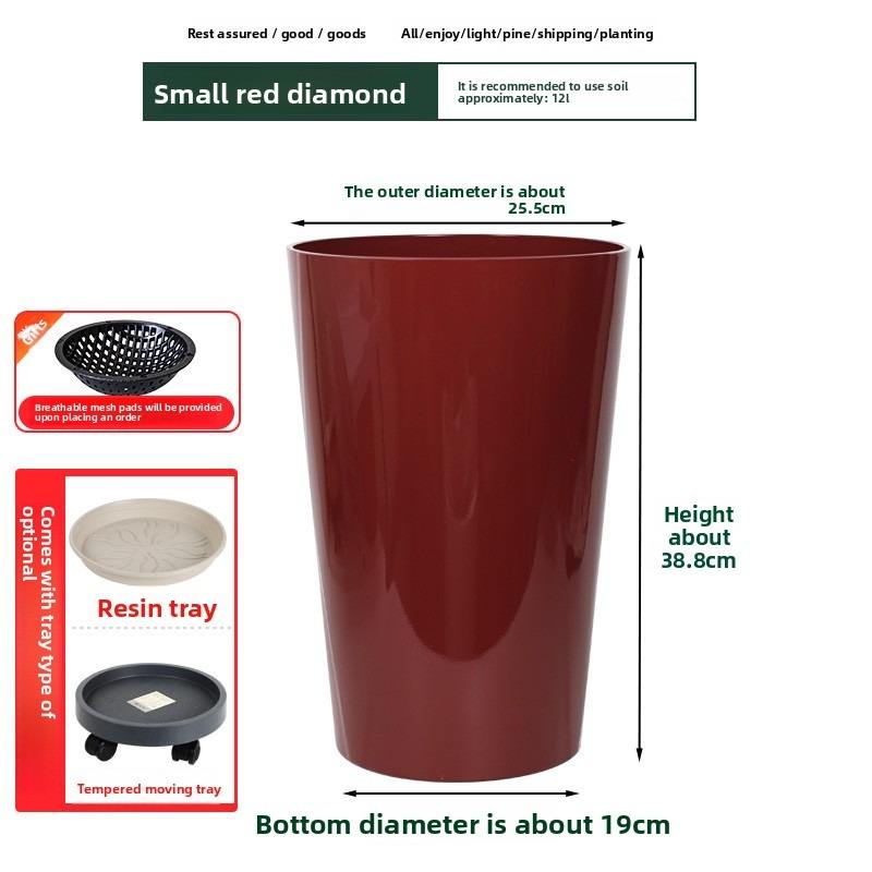 Diamante pequeño, boca redonda, color rojo.