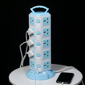 Comercio exterior Portátil USB Carga multiorificio Enchufe vertical Fila Móvil Interruptor multicapa Toma de corriente - Product Image 3
