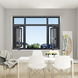 Ventana abatible de diseño moderno con marco de aleación de aluminio insonorizado y clasificación STC 45 de vidrio templado para edificios de apartamentos
