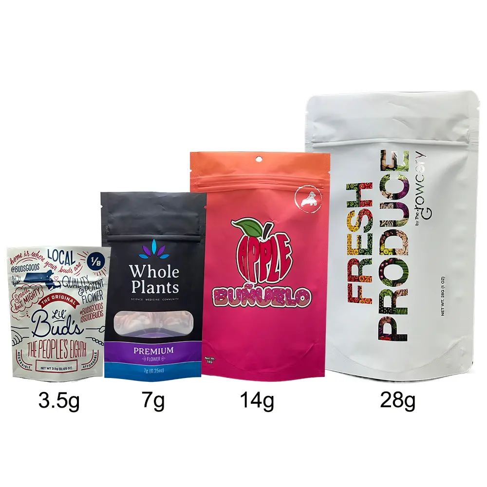 Bolsa personalizada a prueba de olores 7g 14g 28G Gummies Candy Zip Lock Cremallera Doypack Bolsas de embalaje de alimentos 3,5g Bolsa de pie Bolsa de Mylar personalizada