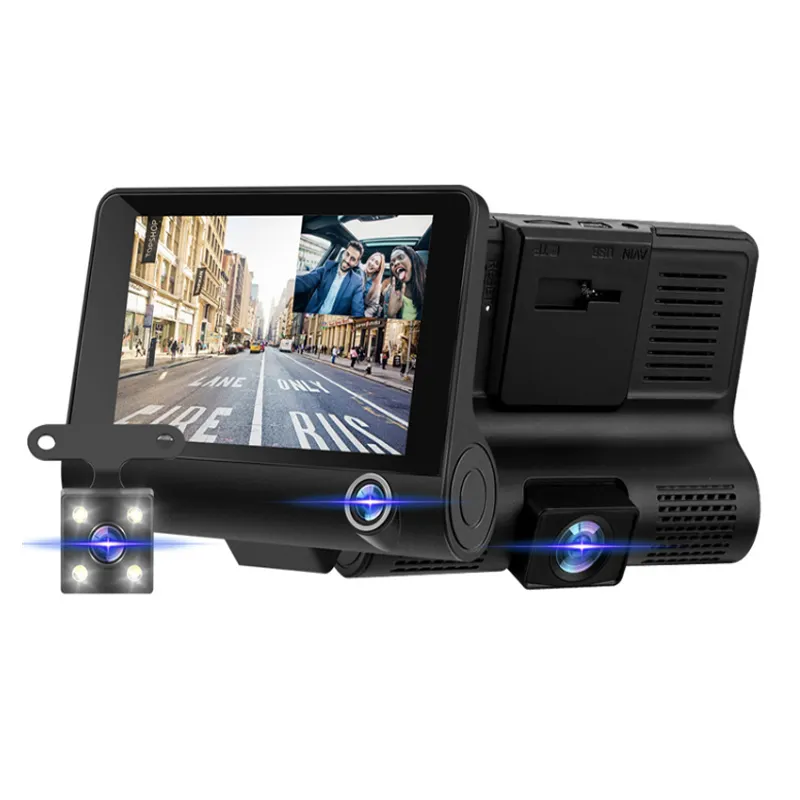 C2 3-объективная видеорегистратор с 4-дюймовым HD-экраном Автомобильный видеорегистратор 1080P 3 камеры Автомобильный видеорегистратор ночного видения с 170 градусов заднего вида Автомобильный регистратор