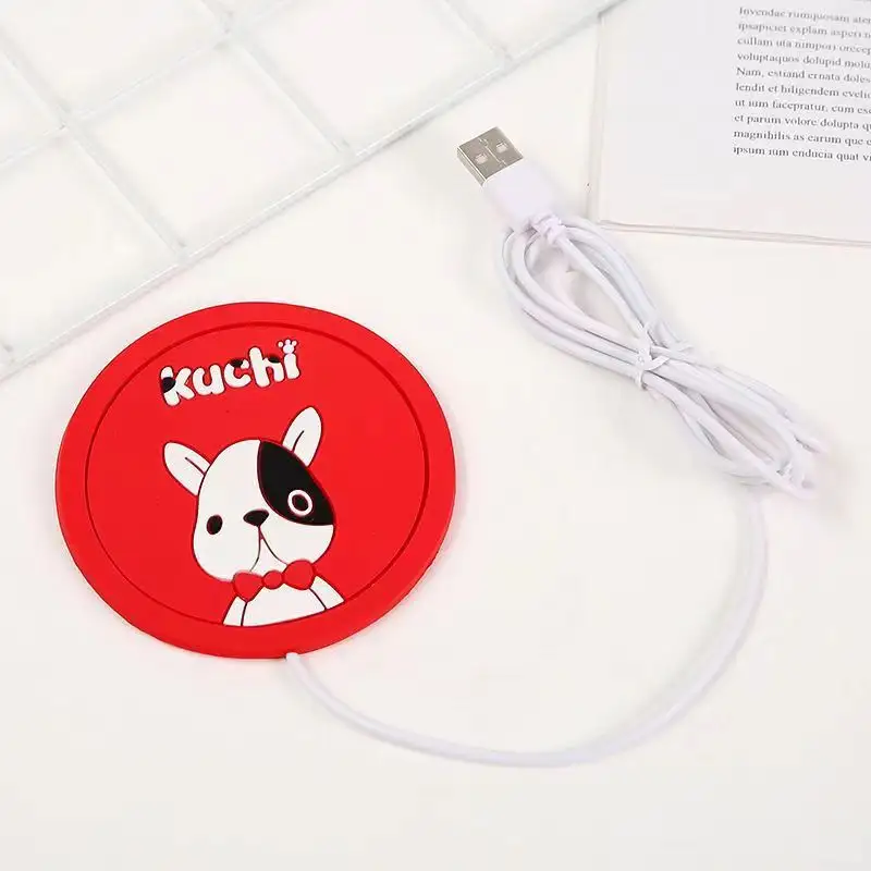 USB Kartun Asli USB Cangkir Penghangat Cangkir Kayu Grain Coaster