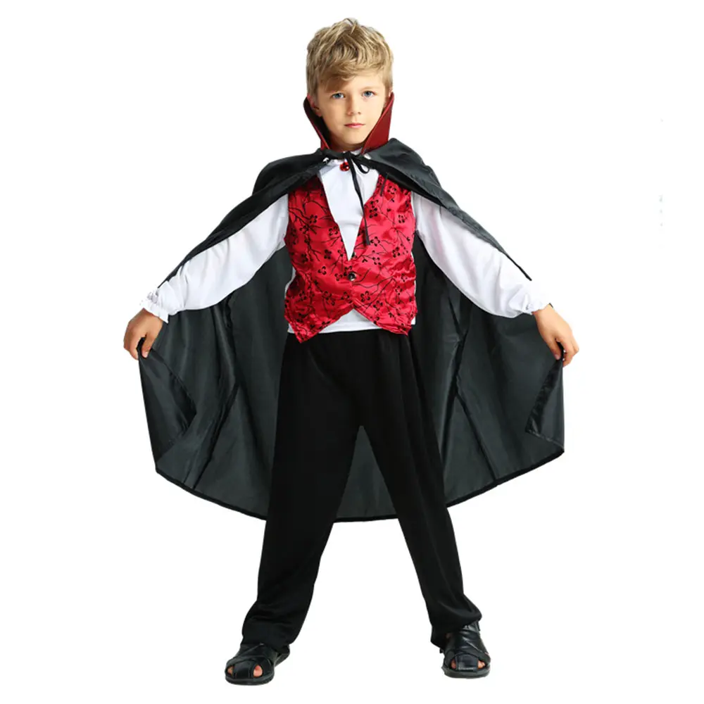 Scary Vampire Dracula Boys Halloween Cosplay Carnival Party Kids Child Earle Gothic Vampire Costume