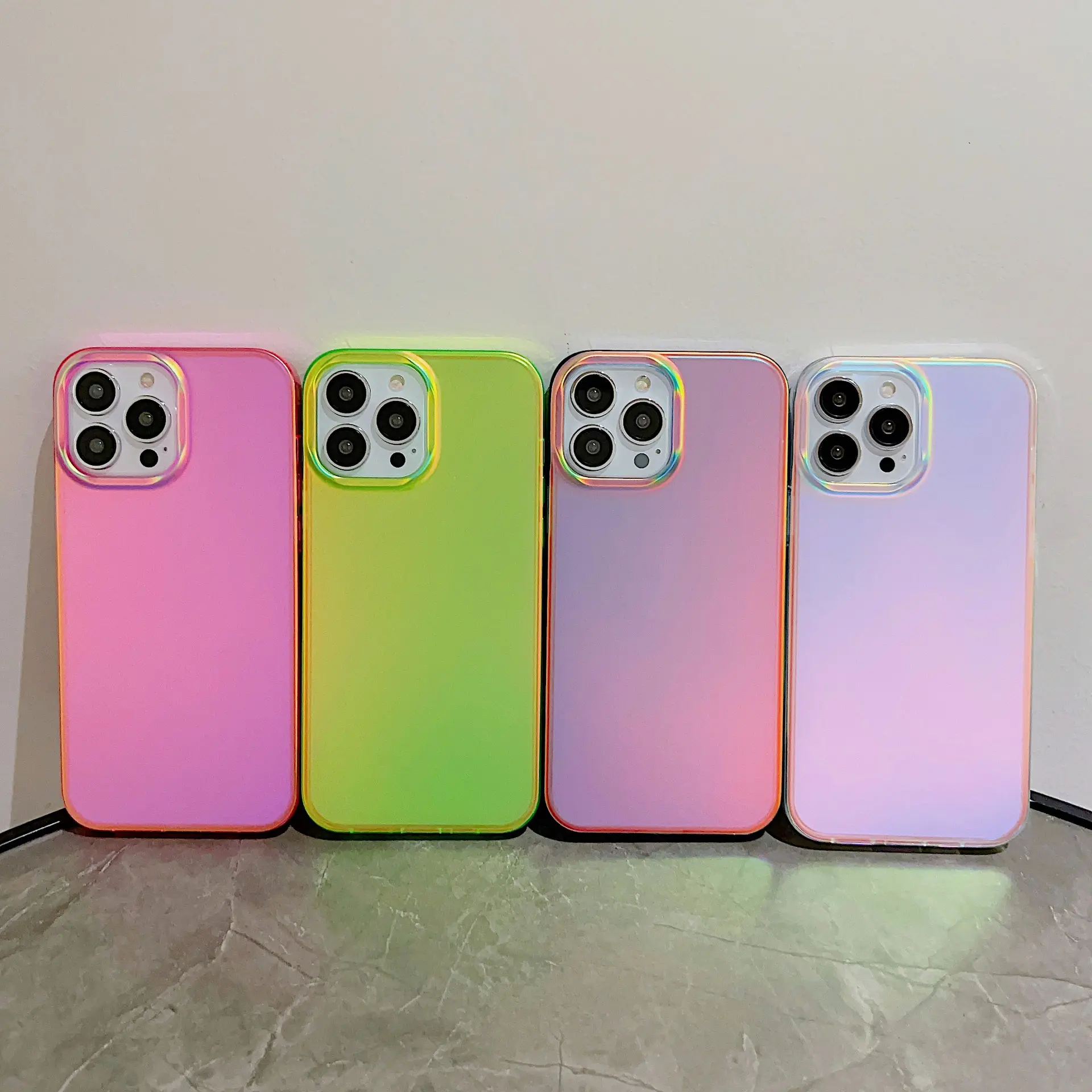 Para iPhone 15 Pro Gradual Aurora Novo Design TPU Holográfico Caso para iPhone 14 13 12 11 Pro Fluorescência Jelly Color Phone Case