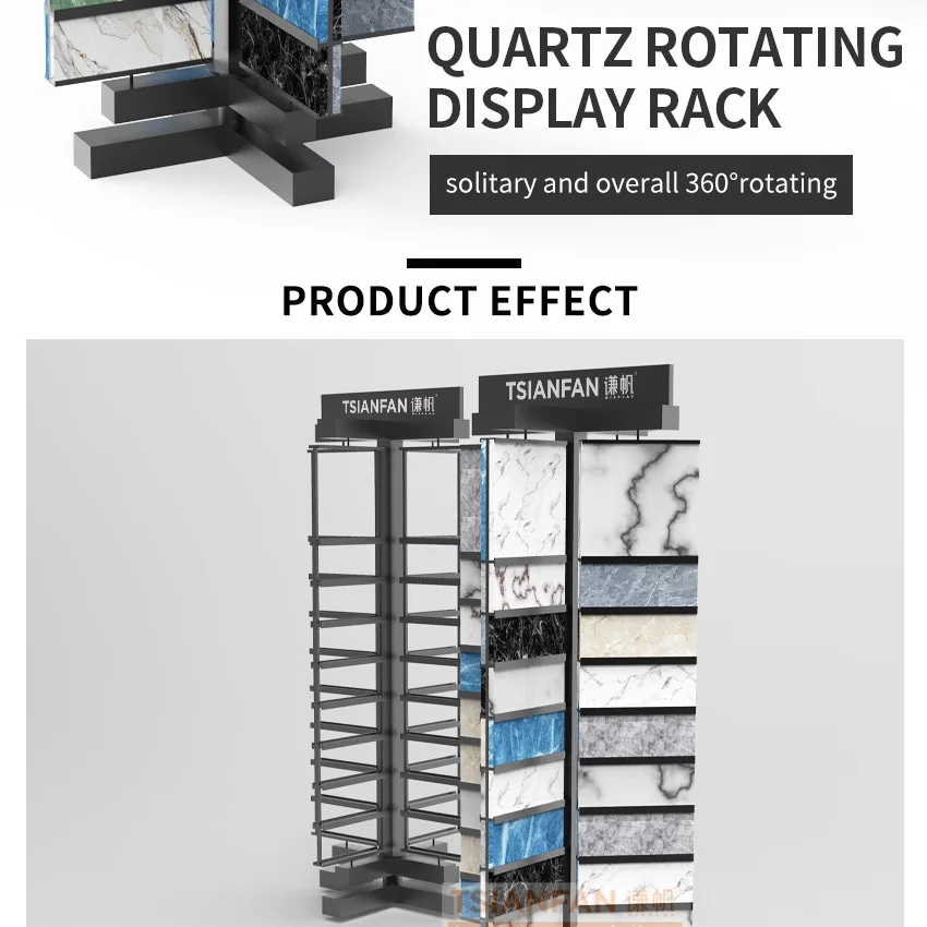 Factory price 150*300mm granite natural stone tile floor rotary type display sample Showroom quartz stone display stands