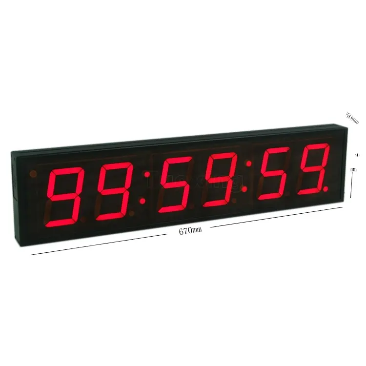 4 pouces 6 chiffres LED horloge numérique pour voiture