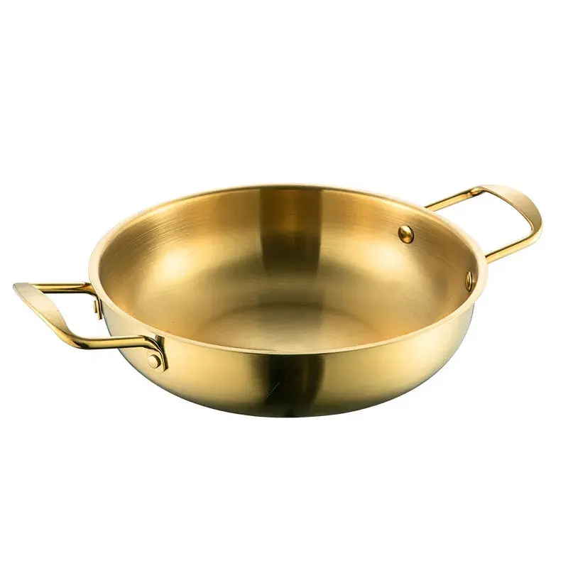 Shallow Seafood Pan for Restaurant Double Ears Stainless Steel Pot