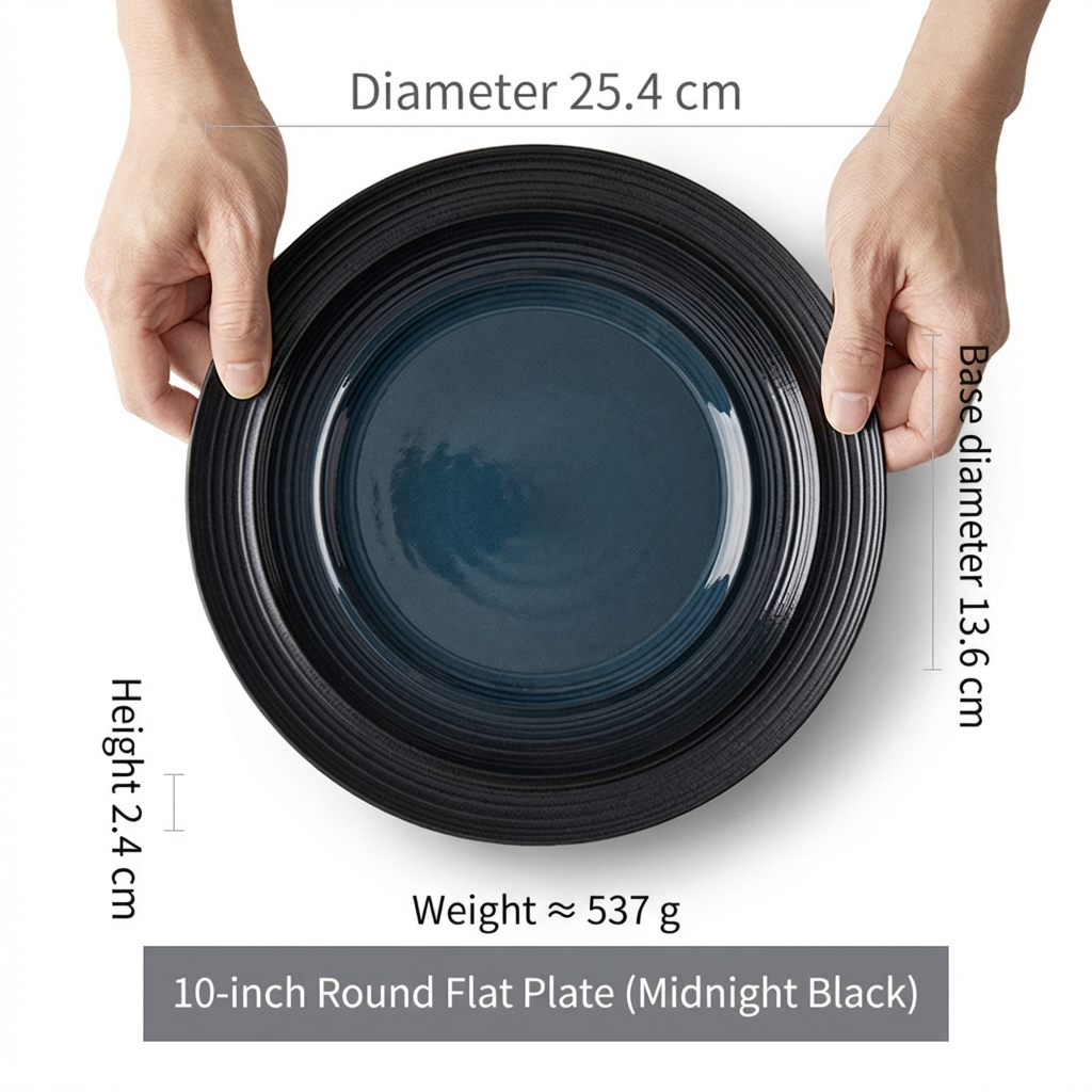 10 assiettes plates - Noir nuit polaire
