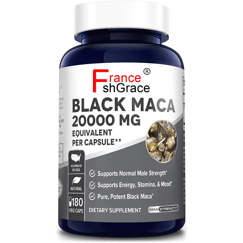 Supplément nutritif à base de plantes, Capsules de racine de Maca noir