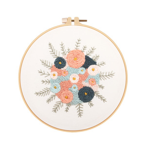 15cm Stock 3 Pcs <strong>Pattern</strong> <strong>Kit</strong> Flower Printed Cloth Embroidery <strong>Kit</strong> for Starter with Hoop Wholesale - Product Image 4