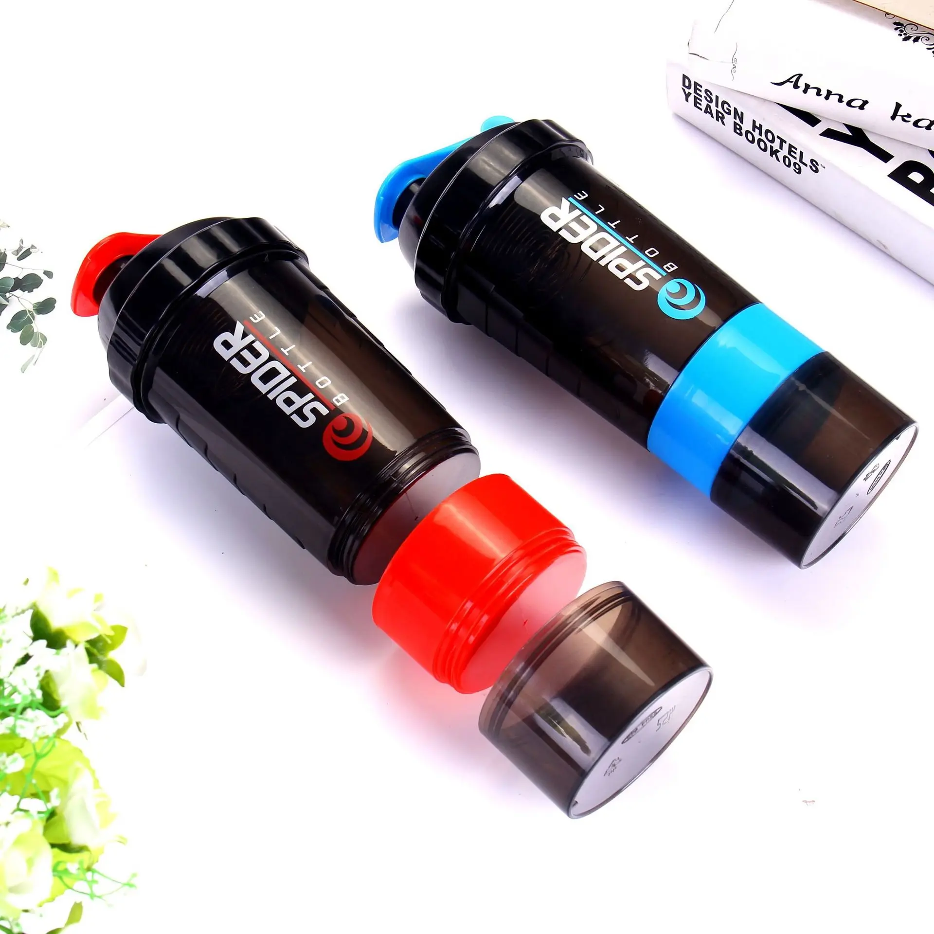 123sports High Click Bottles Plastic Wholesale Shake Bottle Sports Protein Shaker Bottle With Compartment/
