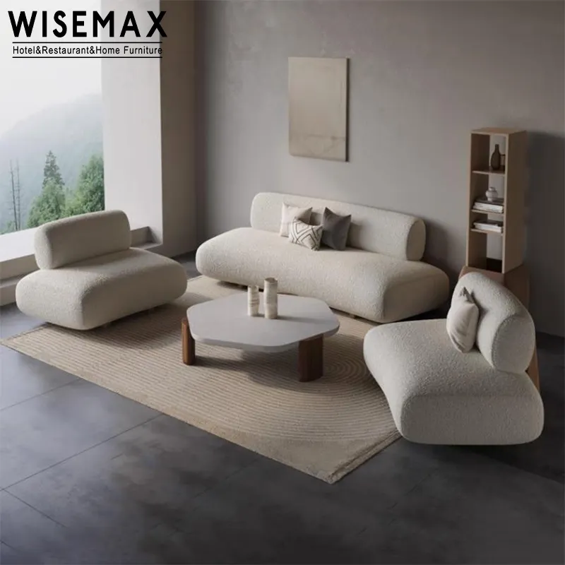 WISEMAX 가구 럭셔리 이탈리아 단면 소파 거실 소파 Boucle 패브릭 소파 소파 세트 홈 호텔