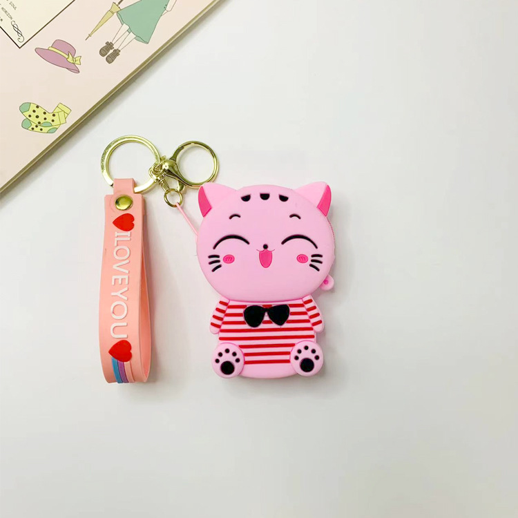 Gato de la suerte rayado rosa