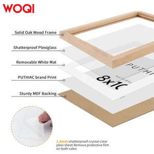 WOQI A4ファインウォールナットピクチャーフレームソリッドウッドハイエンドモダンスタイルカスタマイズ可能18x2 4/A1サイズ壁卓上フォトディスプレイ用 - Product Image 2