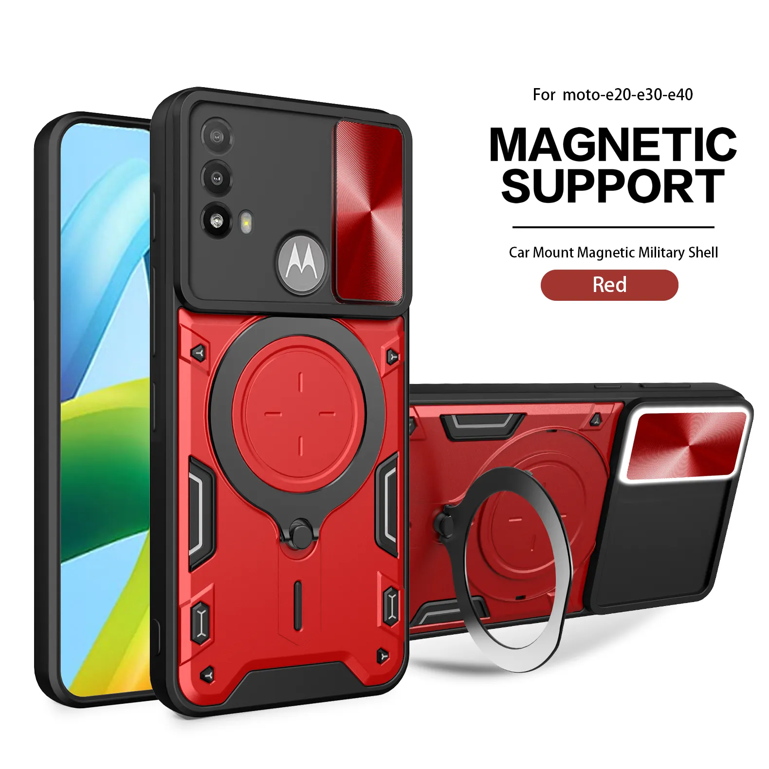 Funda de Motorola para Moto Edge 40 Neo/G54/G84, Protector de ventana deslizante, anillo de Metal de lujo a prueba de golpes, funda magnética para teléfono