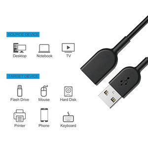 Focus สายเคเบิลเครื่องพิมพ์ USB สีดำความเร็วสูง2.0สายต่อสาย USB ตัวผู้เป็นตัวขยาย M F สายเคเบิลข้อมูลความเร็วสูง - Product Image 4