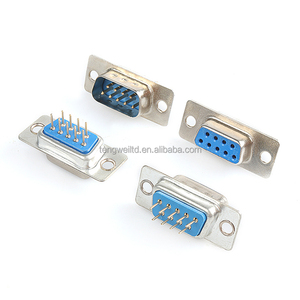 公焊料连接器d-sub 9Pin 180C印刷电路板型直线型，不带螺钉DB9 DP9