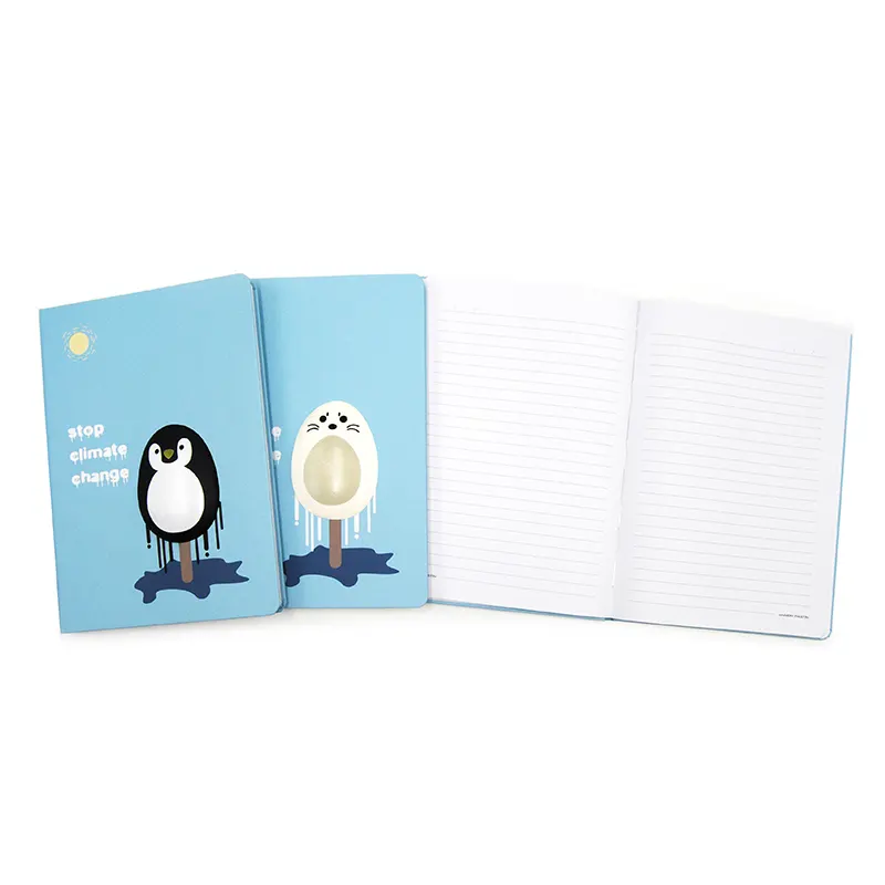 Livros escolares Estacionária 2022 New Arrivals Crianças Escola Caderno de Capa Dura Engraçado do Miúdo Bonito Diário Notebook com Esponja Animal A5