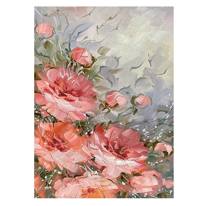 Pintura al óleo abstracta de flores rojas de estilo americano moderno, pinturas de flores pintadas a mano
