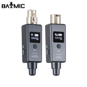ワイヤレスマイクXLRトランスミッターアダプターに配線されたプロフェッショナルUHFワイヤレスマイクシステムトランスミッターおよびレシーバー - Product Image 1