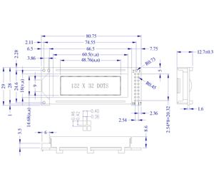 Lcd 120x32 2 pollici 122x32 punti Monocolor grafica 18 Pin 8 Bit parallelo 3.3V/5V modulo Display LCD 12232 - Product Image 2