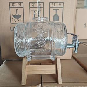ワインボトル厚さ1L 3L 5L大きな正方形ワインウォッカスピリットガラス木製ベース付き