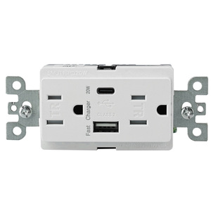 白色15A GFCI，带USB PD 20W 125V美国标准电气双工插座插座TR WR电源插座插座GFCI - Product Image 4