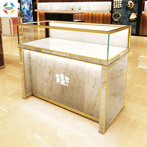 便宜的价格高品质玫瑰金装订方形双徽标展示柜架定制珠宝展示柜