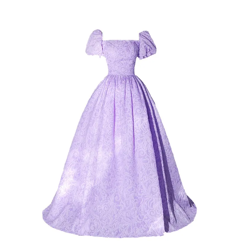 Summer New Violet Gilt Evening Dress One Line Shoulder Net Gauze Strapless Evening Dresses Elegant Host Dresses