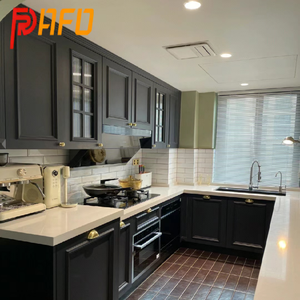 ארון מטבח מפואר מותאם אישית קוורץ ארון בגדים עם אביזרים פרימיום בסגנון צרפתי בסגנון מט שחור - Product Image 2