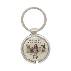 Personalizzabile NFC QR Code Pet ID Tag Mini RFID controllo di accesso portachiavi con struttura in metallo animale stampabile assorbe PET ID NFC TAG - Product Image 1