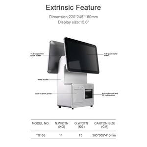 Escritorio Core I3 i5 i7 Windows pos máquina 15,6 pulgadas pantalla táctil pos sistemas caja registradora máquina Punto de Venta sistema - Product Image 6