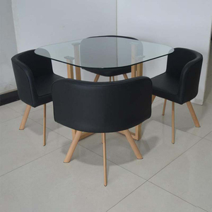 价格便宜现代设计透明透明钢化玻璃顶餐桌，带4件套椅子 - Product Image 3