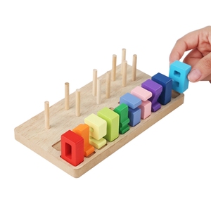 モンテッソーリ虹番号おもちゃブロック木のスタッキング形状並べ替えブロックゲーム - Product Image 2