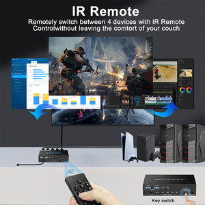 Conmutador KVM 8K 4k @ 60HZ 2 4 puertos compatible con interruptor de tecla de acceso rápido 3 en 3 salidas 4x1 IR remoto USB 3,0 HDMI Switch para QLED Game Monitor PS5