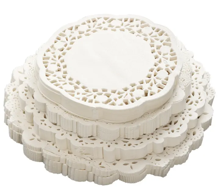 China Fabricante de Alimentação 100% Grau Alimentício Doilies Do Laço de Papel Doilies de Papel Vegetal de Madeira