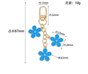 可爱珐琅花钥匙圈甜美钥匙链锌合金镀金花吊坠钥匙扣魅力女孩饰品礼品